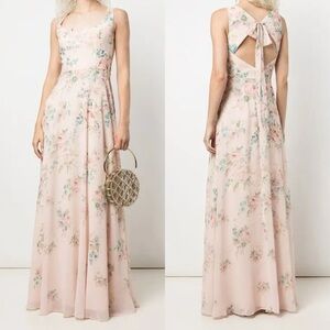 Marchesa Notte Bridesmaid Sorrento Pink Floral Long Maxi Gown Dress